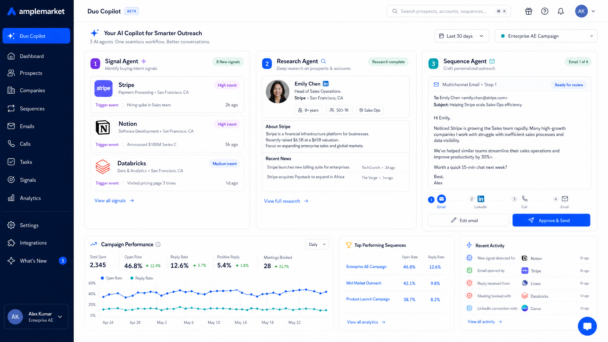 Amplemarket Duo Copilot: Precision Personalization and Human-in-the-Loop AI
