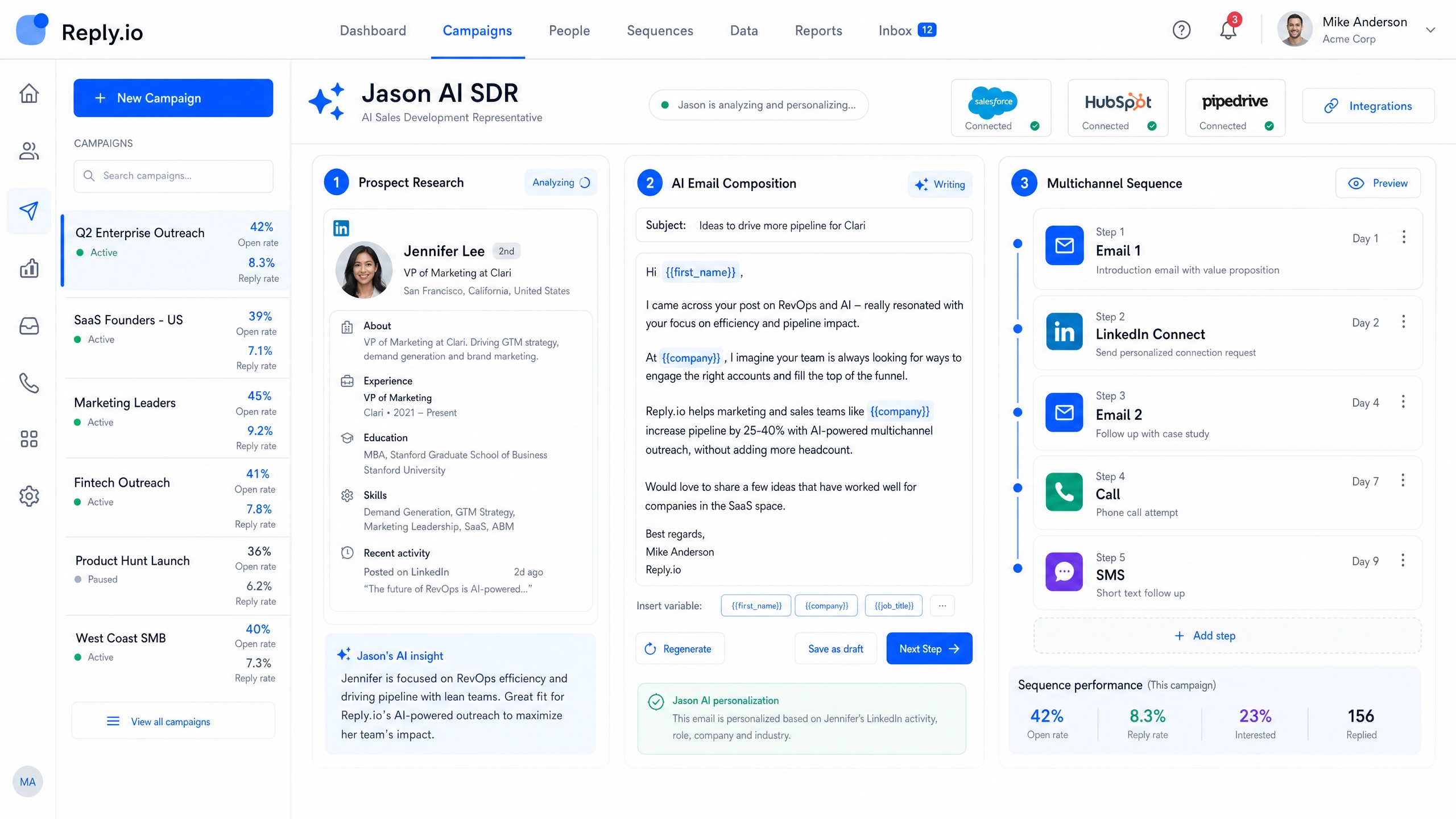 Reply.io (Jason AI): Versatile Multichannel Automation for Startup SDRs
