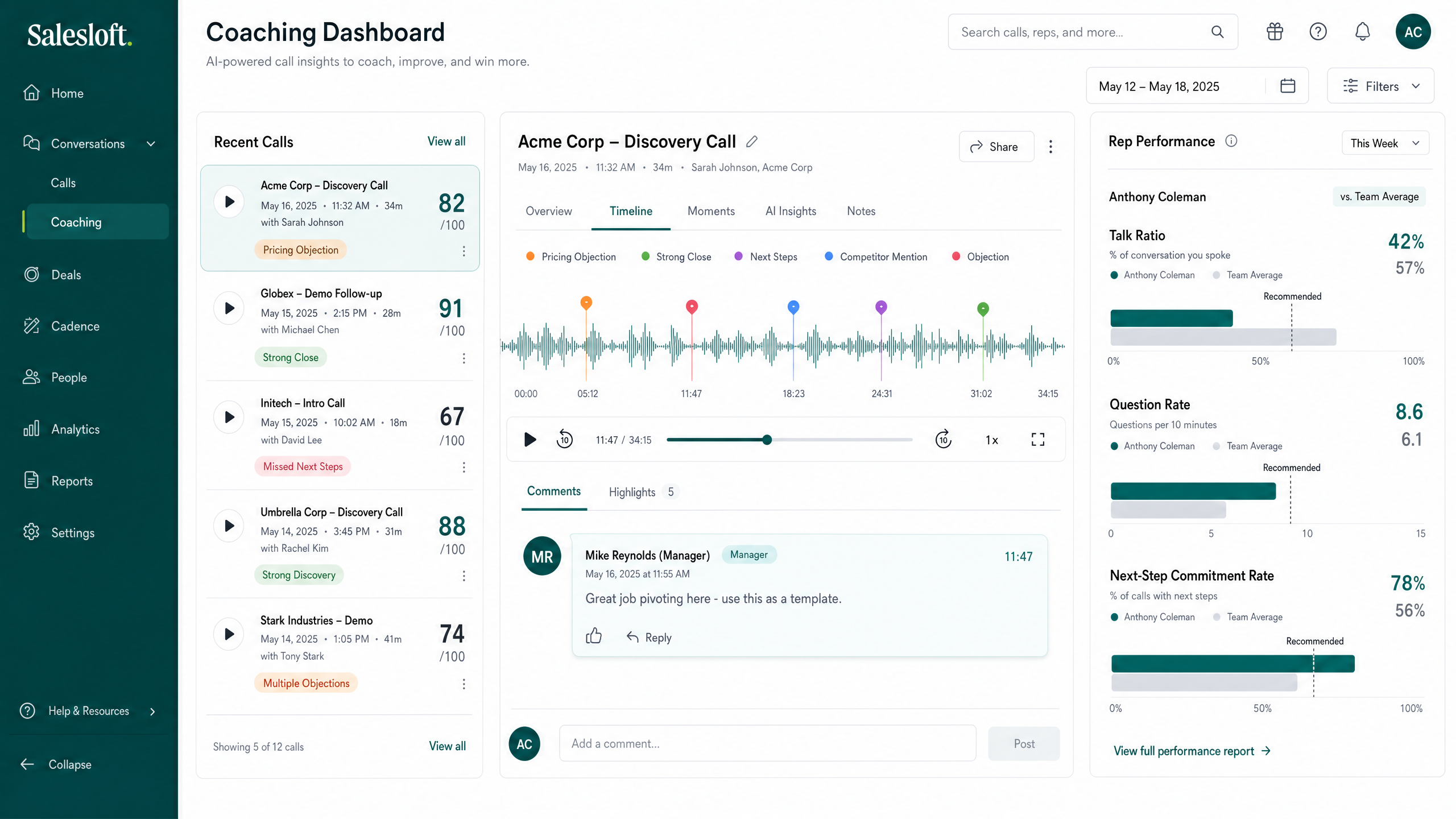 Salesloft Conversations: Coaching Embedded in the Sales Engagement Workflow