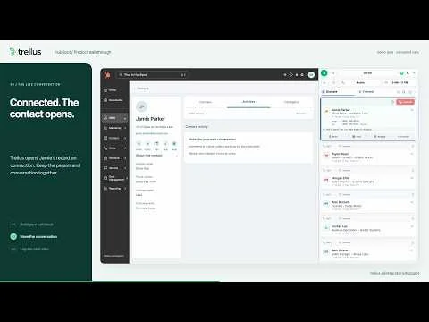 HubSpot contact list in the Trellus calling walkthrough